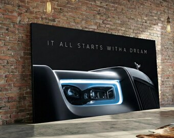 Rolls Royce - Lienzo decorativo de lujo con cita motivacional, regalo para hombre
