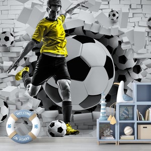 Voetbalsportmuurschildering: Peel-and-Stick-behang voor jongenskamer