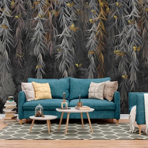 Dark Botanical Wallpaper: Luxury Butterfly Wall Mural