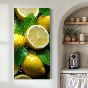 Citrus fruit print for dining room Lemon canvas painting for modern kitchen Colorful lemon print for kitchen wall Fruit print canvas gifts