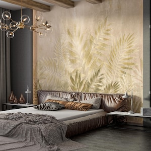 Luxus botanische Wandbild für Wohnzimmer Aal und Stock Blattgold Tapete Vintage botanische Tapete für Akzentwand Wohnungsdekor