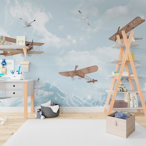 Airplane Nursery Wallpaper: Peel and Stick Aviation Wall Decor