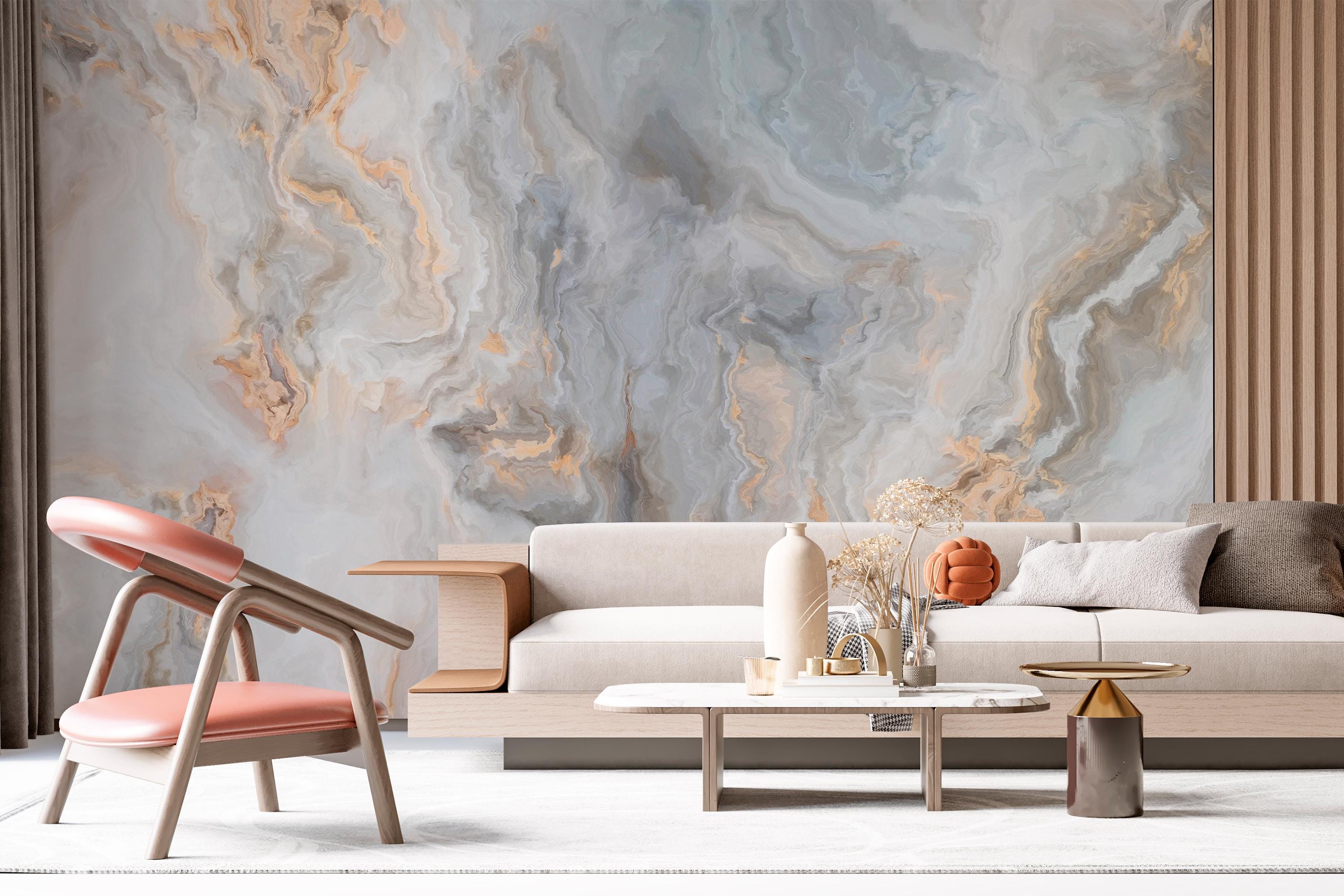 Luxury Marble Wallpaper Gray&brown Wallpaper for Living Room Peel and ...