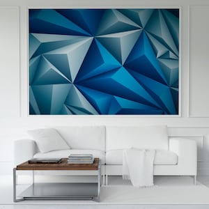 Blue geometric wall mural 3D abstract wall sticker Geometric pattern wallpaper mural Peel and stick 3D wall art Seamless pattern wall decals
