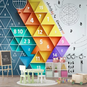 Carta da parati matematica per la stanza dei bambini Carta da parati numeri Carta da parati stacca e attacca Carta da parati interattiva per la sala giochi Carta da parati scolastica Carta da parati educativa