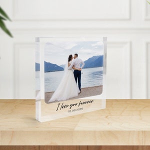 Custom Acrylic Photo Block Personalized Photo Frame Couple Keepsake Gift Wedding Anniversary Gift Acrylic Photo Block Desk Accessories Gift