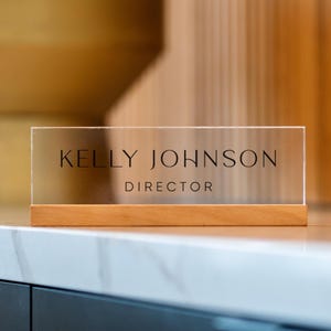 Desk Name Plate Personalized Clear Acrylic Block Teacher Desk Name Plate For Office Name Plate Business Gift For Boss Custom Men Title Plate