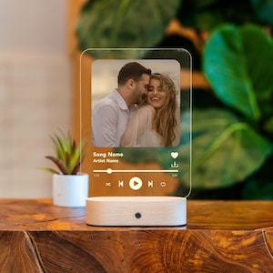 Music Plaque Custom Photo Song Plaque Custom Anniversary Gift Music Night Light Personalized Album Cover Plaque Romantic Gift For Husband