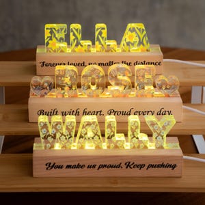 Custom Flower Name LED Light: Personalized Night Light, Mom Gift