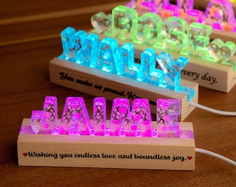 Personalized Flower Letter LED Night Light - Custom Name Lamp