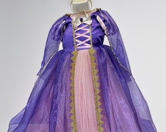 Déguisement Raiponce avec cape I robe de princesse Raiponce I robe violette pour fille I robe de fête d'anniversaire I robe pour fille photoshoot I tenue d'anniversaire