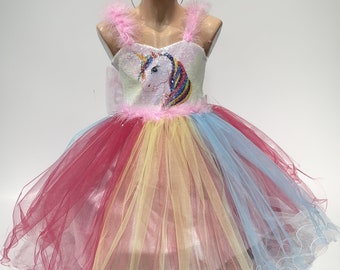 Fairy Dress I Birthday Unicorn Costume I Unicorn Dress I Kids Party Dress I Princess Dress I Kids Tiara I Unicorn Tulle Dress