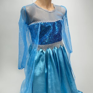 Frozen Dress I Elsa Dress I Princess Dress I Girls Birthday Dress I Elsa Party Outfit I Elsa Cosplay I Kids Party Costume I Blue Tulle Dress zdjęcie 3