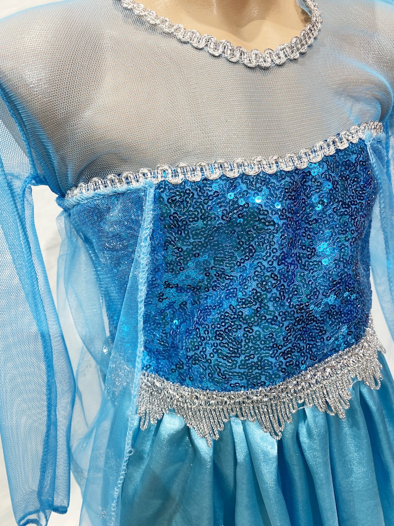 Frozen Dress I Elsa Dress I Princess Dress I Girls Birthday Dress I Elsa Party Outfit I Elsa Cosplay I Kids Party Costume I Blue Tulle Dress zdjęcie 6
