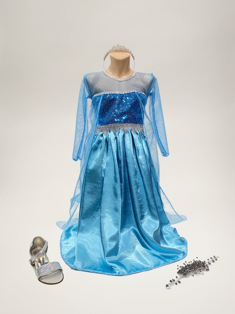 Frozen Dress I Elsa Dress I Princess Dress I Girls Birthday Dress I Elsa Party Outfit I Elsa Cosplay I Kids Party Costume I Blue Tulle Dress zdjęcie 1