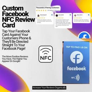 Dubbelzijdige NFC Facebook-kaart | Tik op Voor je Facebook-pagina