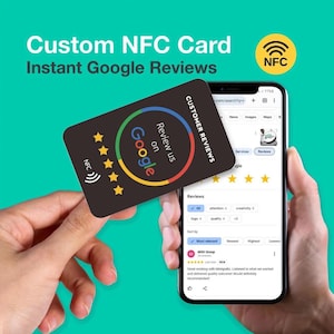 Scheda di recensione Google NFC bifacciale / Ottieni più recensioni / Tocca e lascia subito una recensione!