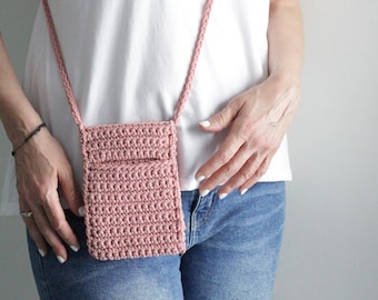 Bolsito de crochet, bolso para celular, mini bolso con bolsillo, bolso para teléfono crossbody, bolso pequeño hecho a mano, mini bolso de crochet, bolso para teléfono de crochet