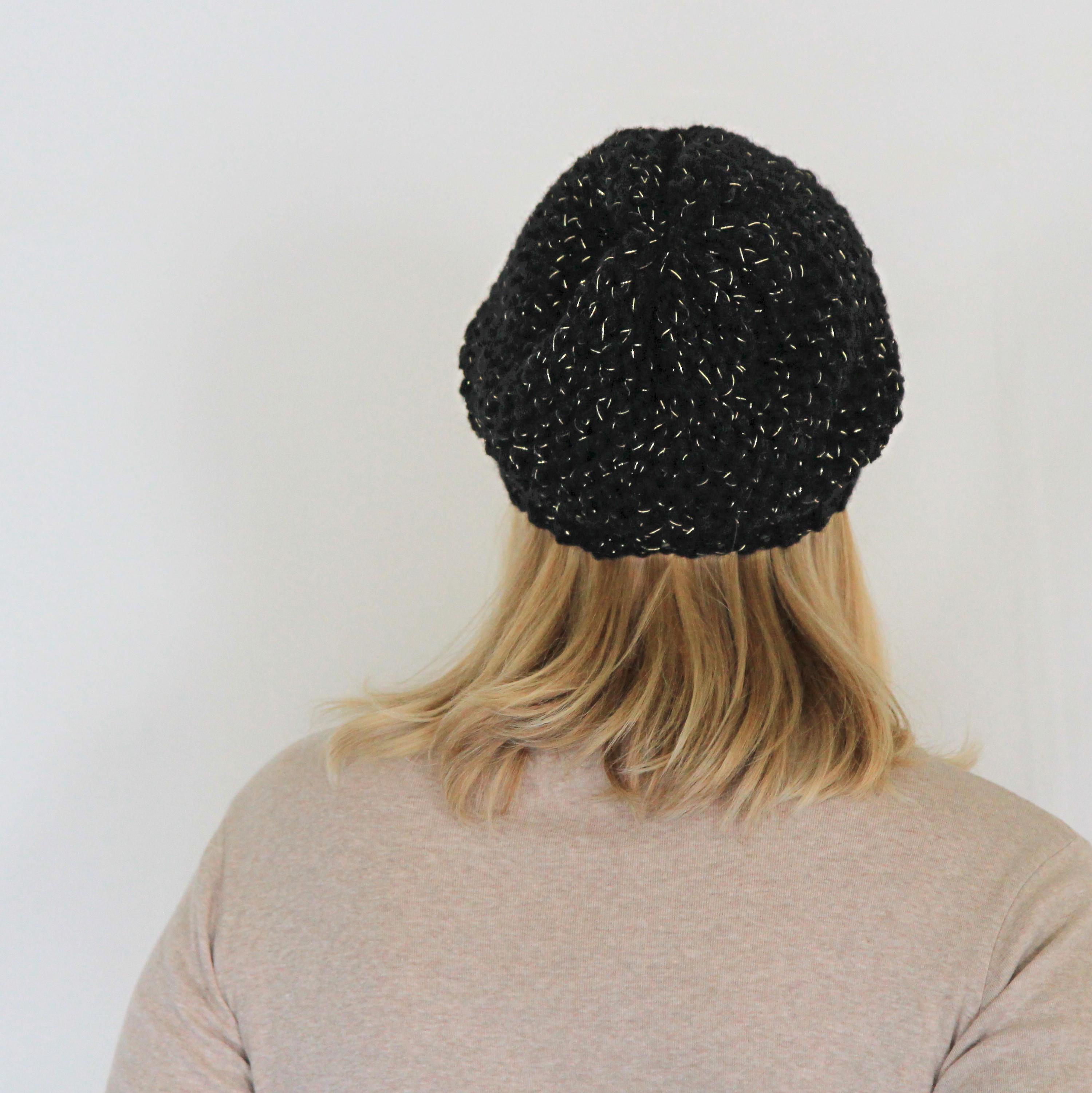 Women\'s Crochet Knitted Style Beanie Slouchy Hat Black 01 Chloe Crochet Beanie - Black | Levi main image 4
