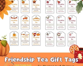 Friendship Tea Gift Tags for Christmas & Thanksgiving