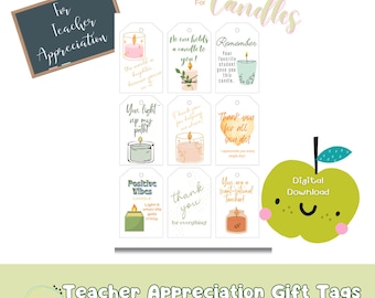 Teacher Appreciation Gift Tags for a Candle Gift
