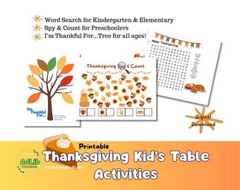Thanksgiving Kid's Table Printable Activities