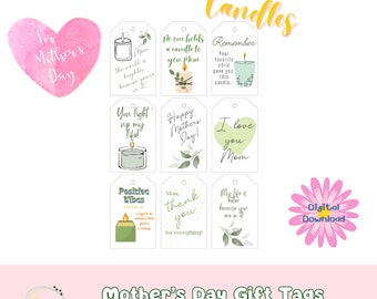 Moederdag cadeaukaartjes voor kaarsen printbaar