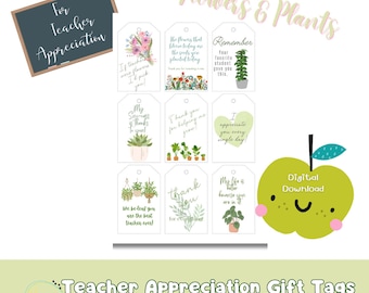 Teacher Appreciation Gift Tags for Flowers and Plants