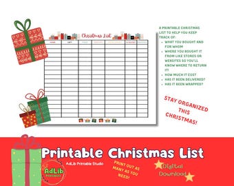 Printable Christmas List Gift Design