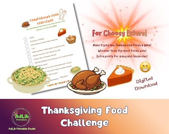 Printable Thanksgiving Food Challenge Game for Kids