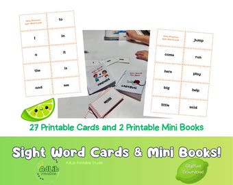 Printable Preschool Sight Word Cards and 2 Printable Mini Books