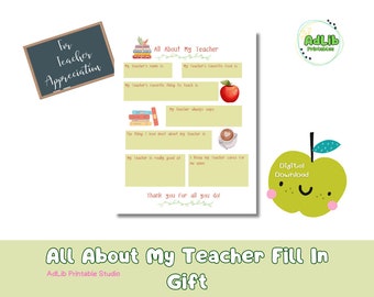 All About My Teacher Fill-In Gift for Teachers