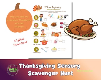 Printable Sensory Thanksgiving Scavenger Hunt for Kids