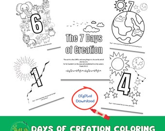 Creation Days Coloring Pages, 7 Days of Creation Preschool Activities