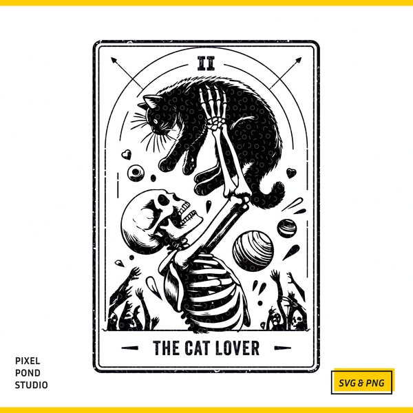 The Cat lover skeleton SVG, skeleton tarot card svg, funny tarot svg, skeleton svg, cat skeleton svg, gift for friend