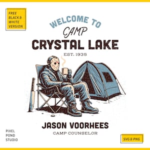 Lager Crystal Lake - Jason Voorhees SVG PNG: Horror-Thema (Digitaler Download)