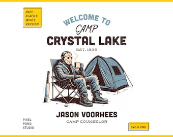 Funny Jason Voorhees Camp Crystal Lake Vintage Design (SVG PNG)