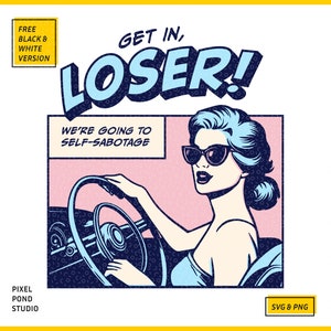 Auto-sabotage femme rétro SVG : design tendance amusant (PNG)