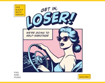 Retro Woman Self-Sabotage SVG: Funny Trendy Design (PNG)