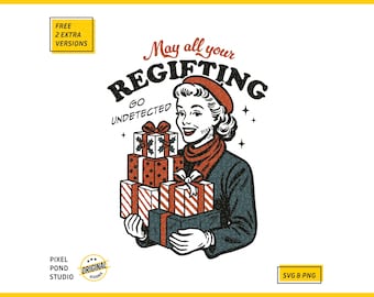 Funny Christmas Regifting Woman: Vintage SVG PNG (Digital Design)