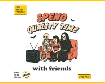 Vintage Skeleton, Reaper, and Girl on Couch SVG PNG (Digital Download)
