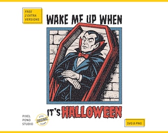 Dracula Halloween SVG PNG: Funny Vampire Coffin Graphic (Digital Design)
