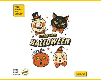 Vintage Halloween Characters SVG – Nostalgic Design (PNG)