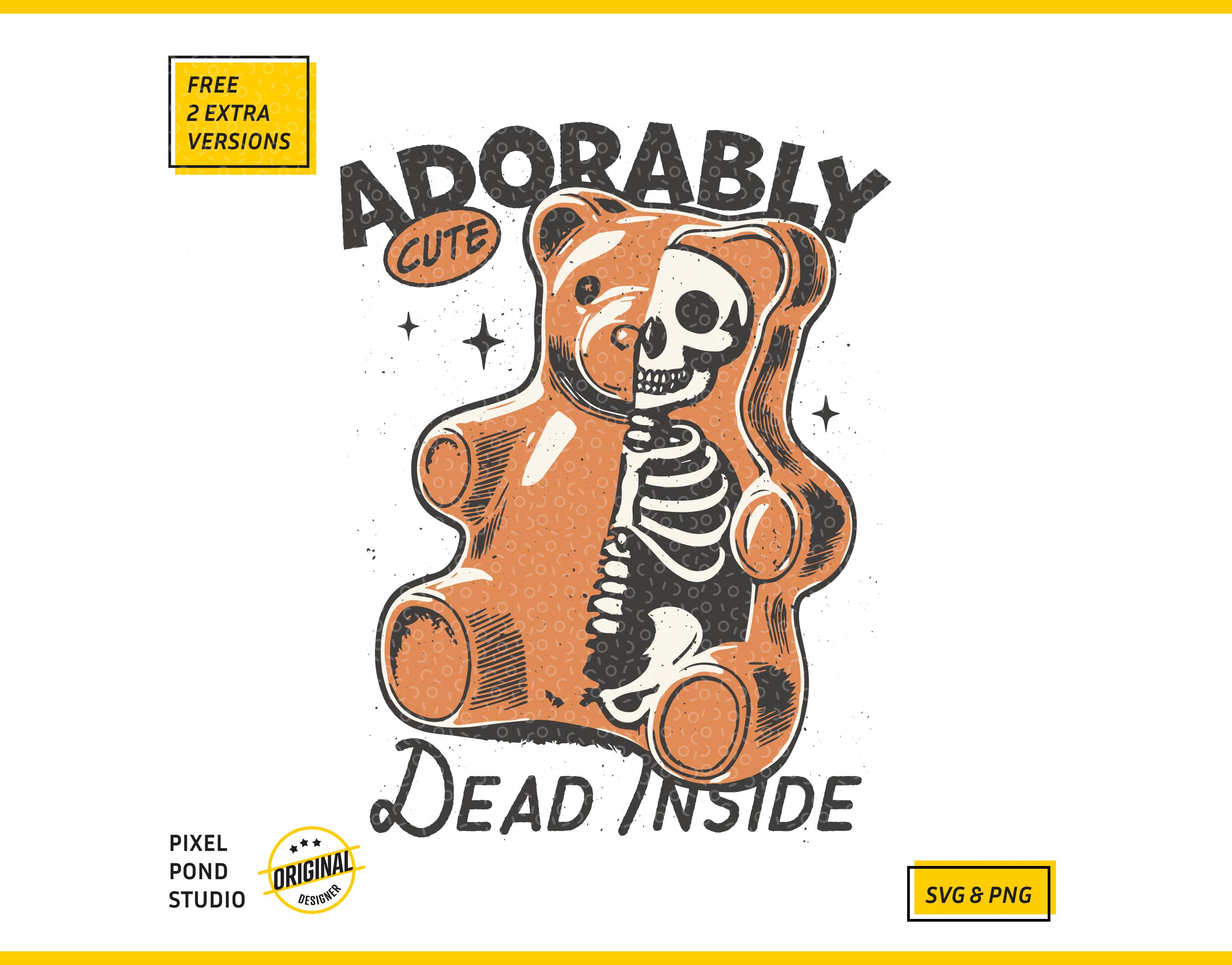 Halloween Skeleton Gummy Bear - Adorably cute, dead inside SVG PNG in Trendy Vintage retro design for Tees, Wall art, Stickers, Tote Bags