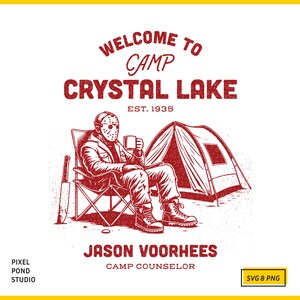 Funny Jason Voorhees Camp Crystal Lake Vintage Design (SVG PNG) image 2