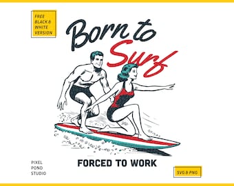 Vintage Surfing SVG PNG: Retro Surfer Design (Digital Download)