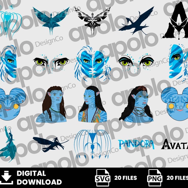 Clipart, Avatar Svg, The World of Avatar Chibi Svg, Pandora Svg, Sully Svg, Movie Svg, Digital Download, PNG, SVG, Cricut, Silhouette