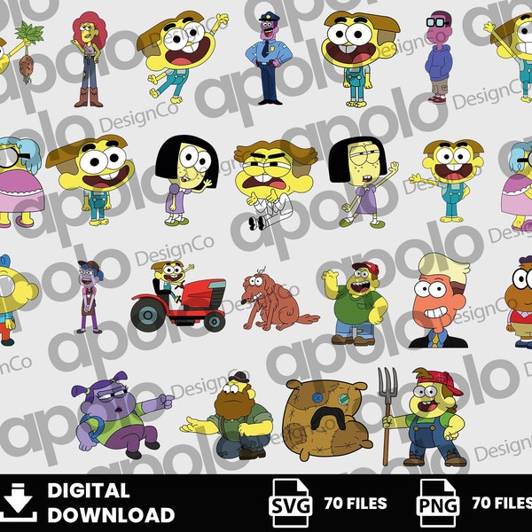 Clipart, Big City Greens SVG, Tilly SVG, Cricket Green SVG, Alice Green, Bill SVG, Amour, Téléchargement numérique, PNG, SVG, Cricut, Silhouette