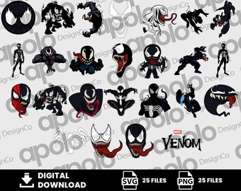 Clipart, Villains Svg, Venom Svg, SpiderMan Svg, SuperHero Svg, Spider Svg, Love Svg, Digital Download, PNG, SVG, Cricut, Silhouette