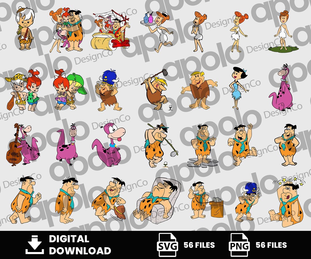 Clipart, Flintstones Svg, Children Svg, Digital Download, PNG, SVG ...